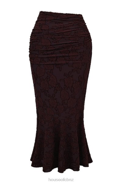 House of CB Adrielle Cocoa Midi Skirt XTP20Z833 Clothing