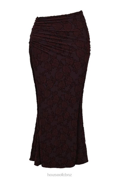 House of CB Adrielle Cocoa Midi Skirt XTP20Z833 Clothing