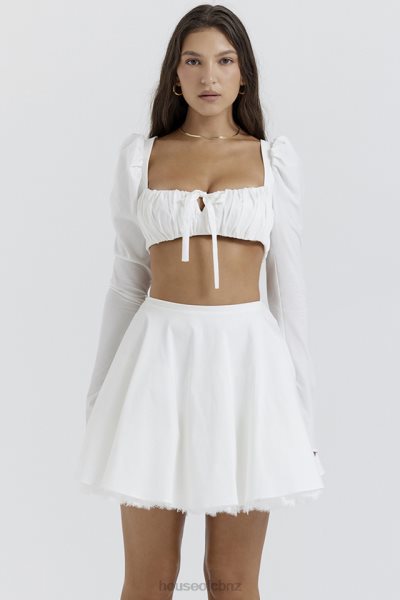 House of CB Nahla White Bow Mini Skirt XTP20Z851 Clothing