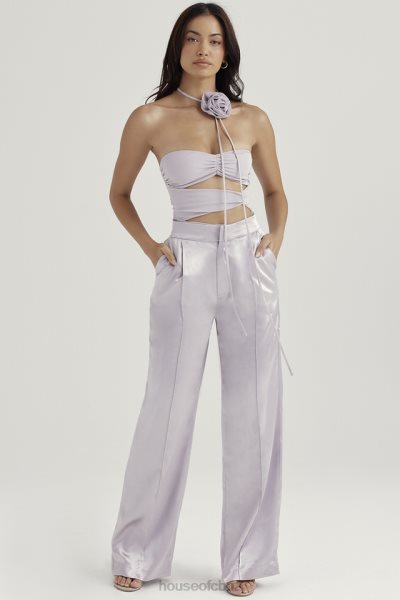 House of CB Alivia Grey Satin Trousers XTP20Z917 Clothing