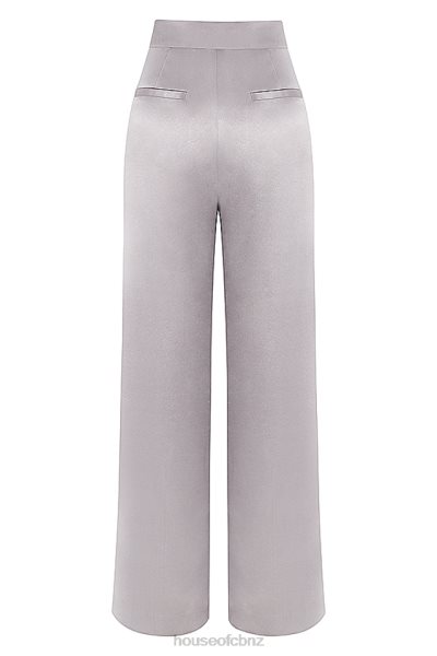 House of CB Alivia Grey Satin Trousers XTP20Z917 Clothing