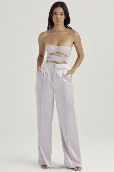 House of CB Alivia Grey Satin Trousers XTP20Z917 Clothing