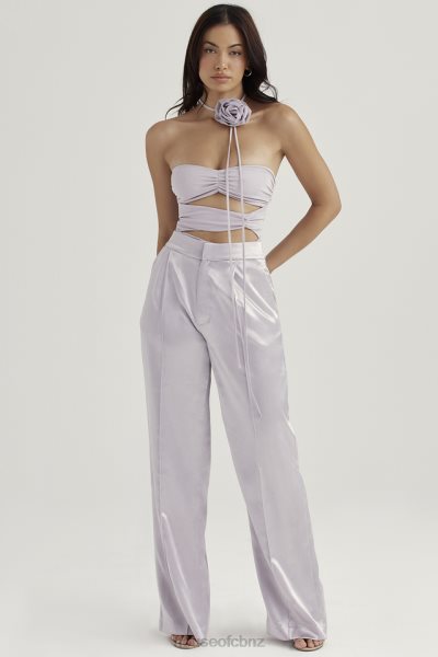 House of CB Alivia Grey Satin Trousers XTP20Z917 Clothing