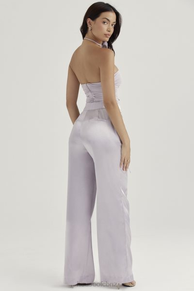 House of CB Alivia Grey Satin Trousers XTP20Z917 Clothing