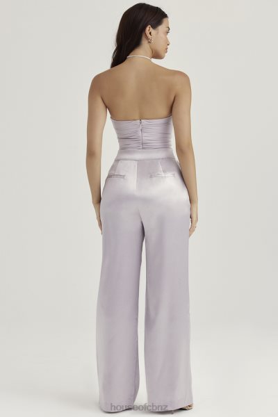 House of CB Alivia Grey Satin Trousers XTP20Z917 Clothing