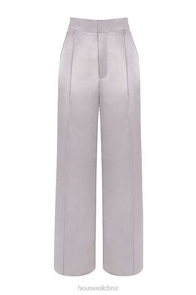 House of CB Alivia Grey Satin Trousers XTP20Z917 Clothing