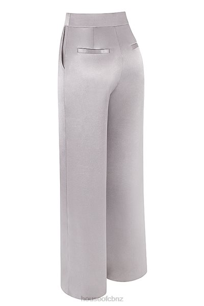 House of CB Alivia Grey Satin Trousers XTP20Z917 Clothing