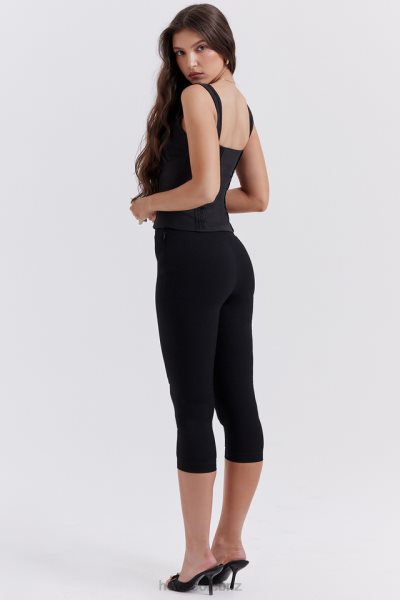 House of CB Halima Black Capri Trousers XTP20Z865 Clothing