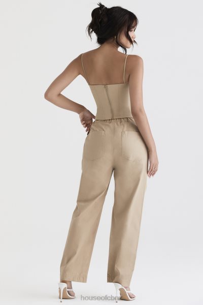 House of CB Luna Camel Cargo Trousers XTP20Z913 Clothing