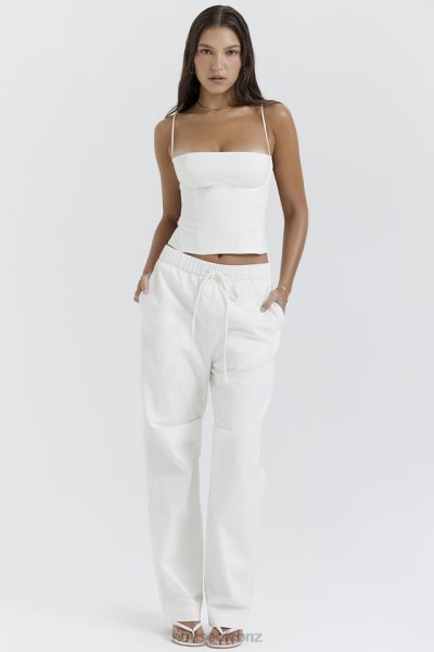 House of CB Luna White Cargo Trousers XTP20Z855 Clothing