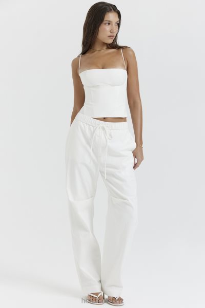 House of CB Luna White Cargo Trousers XTP20Z855 Clothing