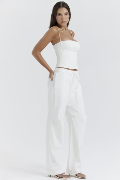 House of CB Luna White Cargo Trousers XTP20Z855 Clothing