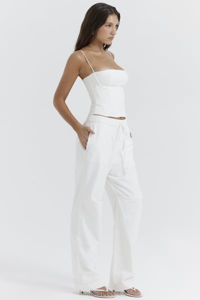 House of CB Luna White Cargo Trousers XTP20Z855 Clothing