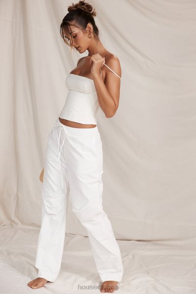 House of CB Luna White Cargo Trousers XTP20Z855 Clothing