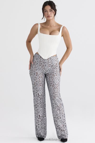 House of CB Mara Silver Metallic Lace Trousers XTP20Z886 Clothing