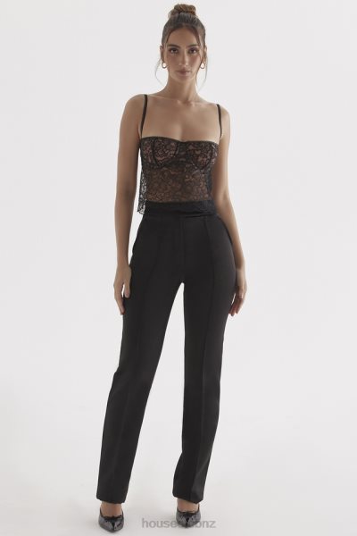 House of CB Tansy Black Satin Trousers XTP20Z870 Clothing