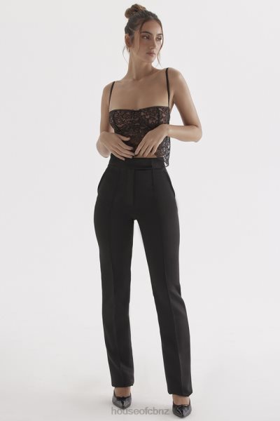 House of CB Tansy Black Satin Trousers XTP20Z870 Clothing