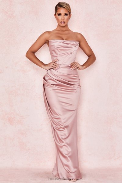 House of CB Adrienne Blush Satin Strapless Gown XTP20Z629 Clothing