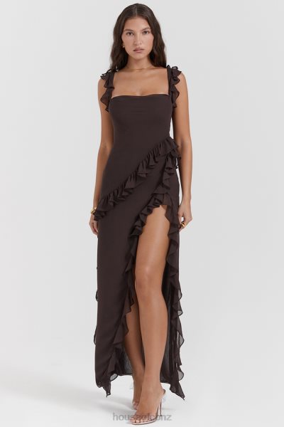 House of CB Ariela Espresso Ruffle Maxi Dress XTP20Z155 Clothing