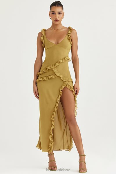 House of CB Pixie Olive Ruffle Maxi Dress XTP20Z452 Clothing