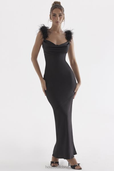 House of CB Tabitha Black Satin Maxi Dress XTP20Z299 Clothing