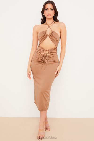 House of CB Kasia Caramel Cutout Midi Dress XTP20Z545 Clothing