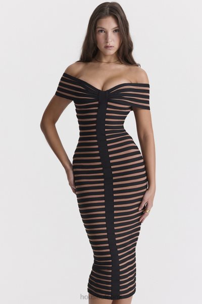 House of CB Petra Striped Bandage Midi Dress XTP20Z275 Clothing