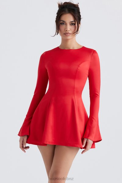 House of CB Sacha Red Satin Mini Dress XTP20Z352 Clothing