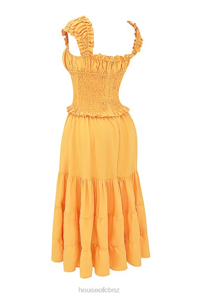 House of CB Phedra Tangerine Shirred Sundress XTP20Z203 Clothing