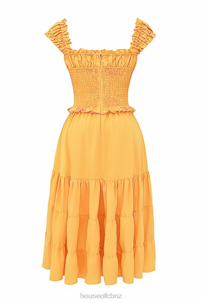 House of CB Phedra Tangerine Shirred Sundress XTP20Z203 Clothing