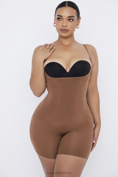 House of CB Mid Thigh Sculpting Bodysuit Mocha XTP20Z1276 Clothing