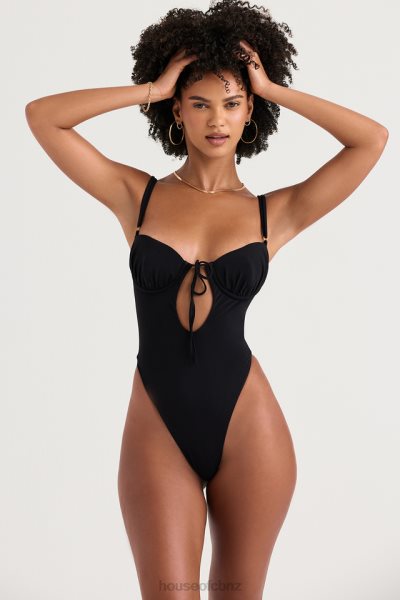 House of CB Cannes Black Cutout Swimsuit XTP20Z1210 Clothing