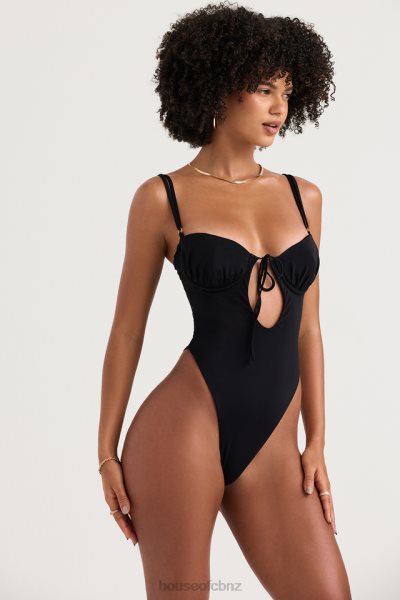 House of CB Cannes Black Cutout Swimsuit XTP20Z1210 Clothing