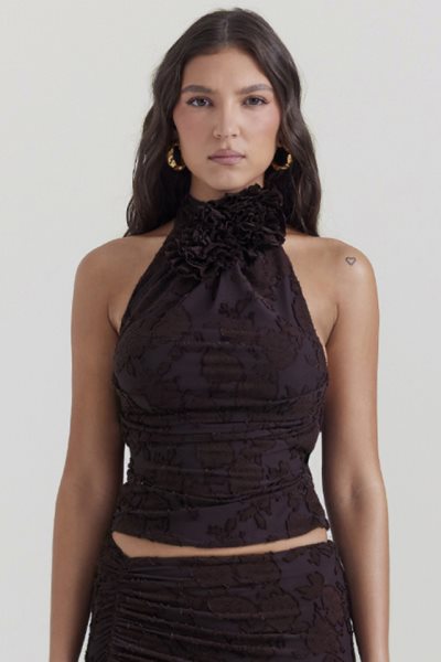 House of CB Kyra Cocoa Halter Top XTP20Z661 Clothing