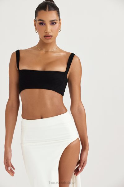 House of CB Luciana Black Pleated Bandeau Top XTP20Z724 Clothing