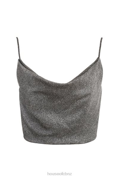 House of CB Lulia Silver Crop Top XTP20Z774 Clothing