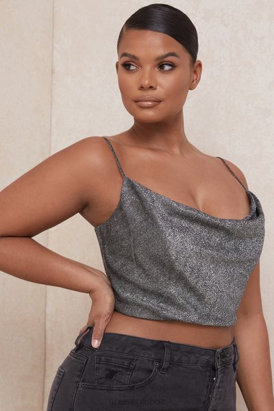 House of CB Lulia Silver Crop Top XTP20Z774 Clothing