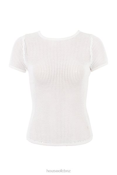 House of CB Yves White Knit Top XTP20Z672 Clothing