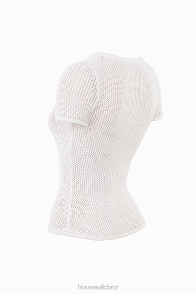 House of CB Yves White Knit Top XTP20Z672 Clothing