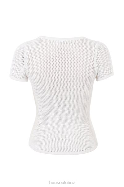 House of CB Yves White Knit Top XTP20Z672 Clothing