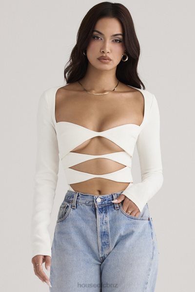 House of CB Danica White Cutout Bodysuit XTP20Z719 Clothing