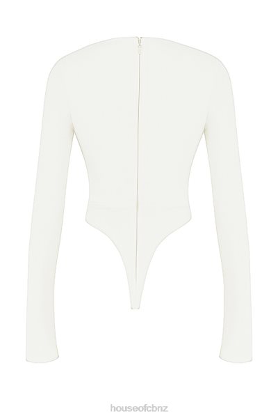 House of CB Danica White Cutout Bodysuit XTP20Z719 Clothing