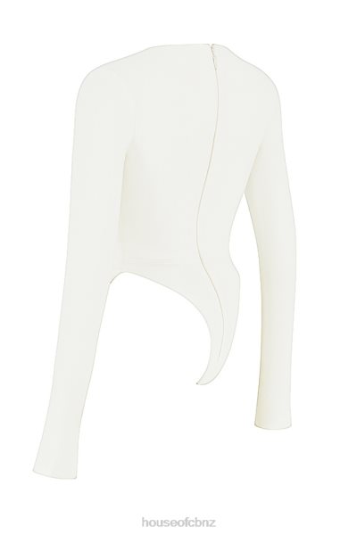 House of CB Danica White Cutout Bodysuit XTP20Z719 Clothing