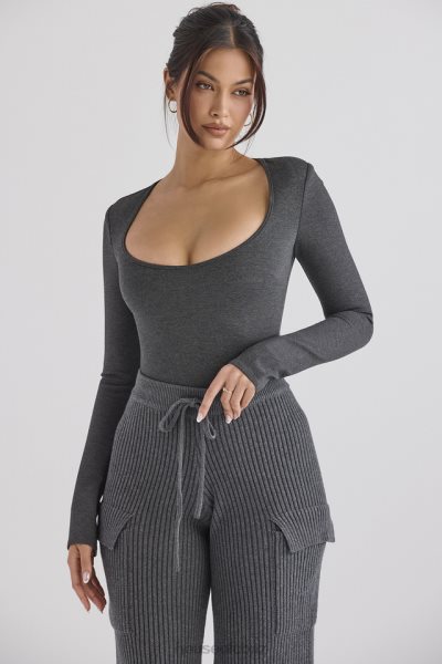 House of CB Marianna Charcoal Loungewear Bodysuit XTP20Z697 Clothing