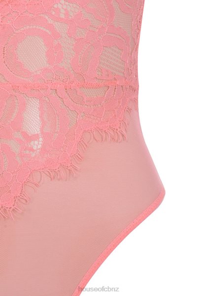 House of CB Nadia Pink Lace Bodysuit XTP20Z818 Clothing