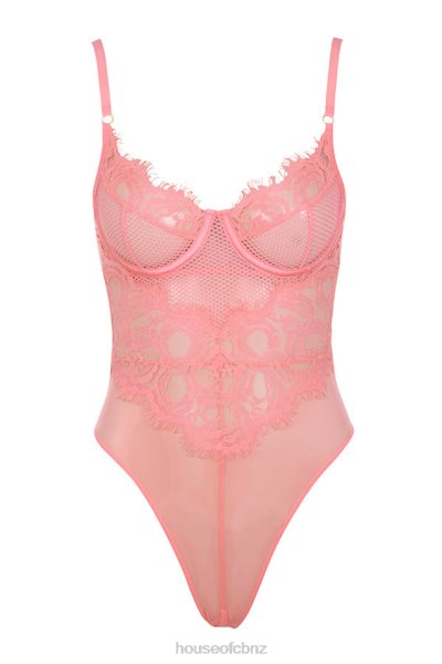 House of CB Nadia Pink Lace Bodysuit XTP20Z818 Clothing