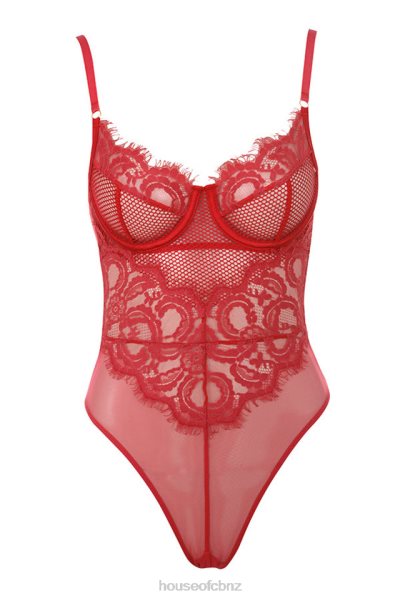 House of CB Nadia Red Lace Bodysuit XTP20Z815 Clothing