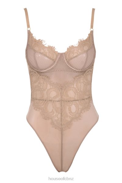 House of CB Nadia Tan Lace Bodysuit XTP20Z816 Clothing