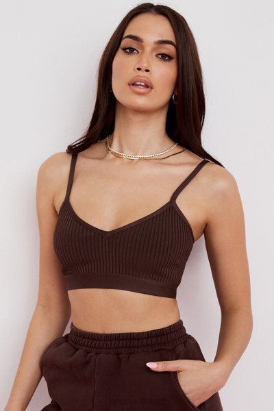 House of CB Evie Brown Bandage Bralette XTP20Z760 Clothing