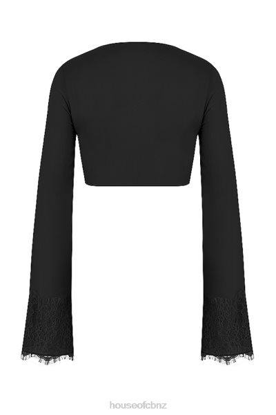 House of CB Tara Black Cropped Cardigan XTP20Z729 Clothing